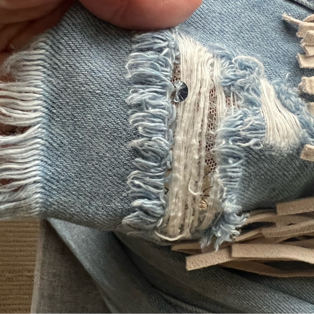 Hidden Women's Blue Jean Jacket with Fringe and sequins. - Picture 8 of 9
